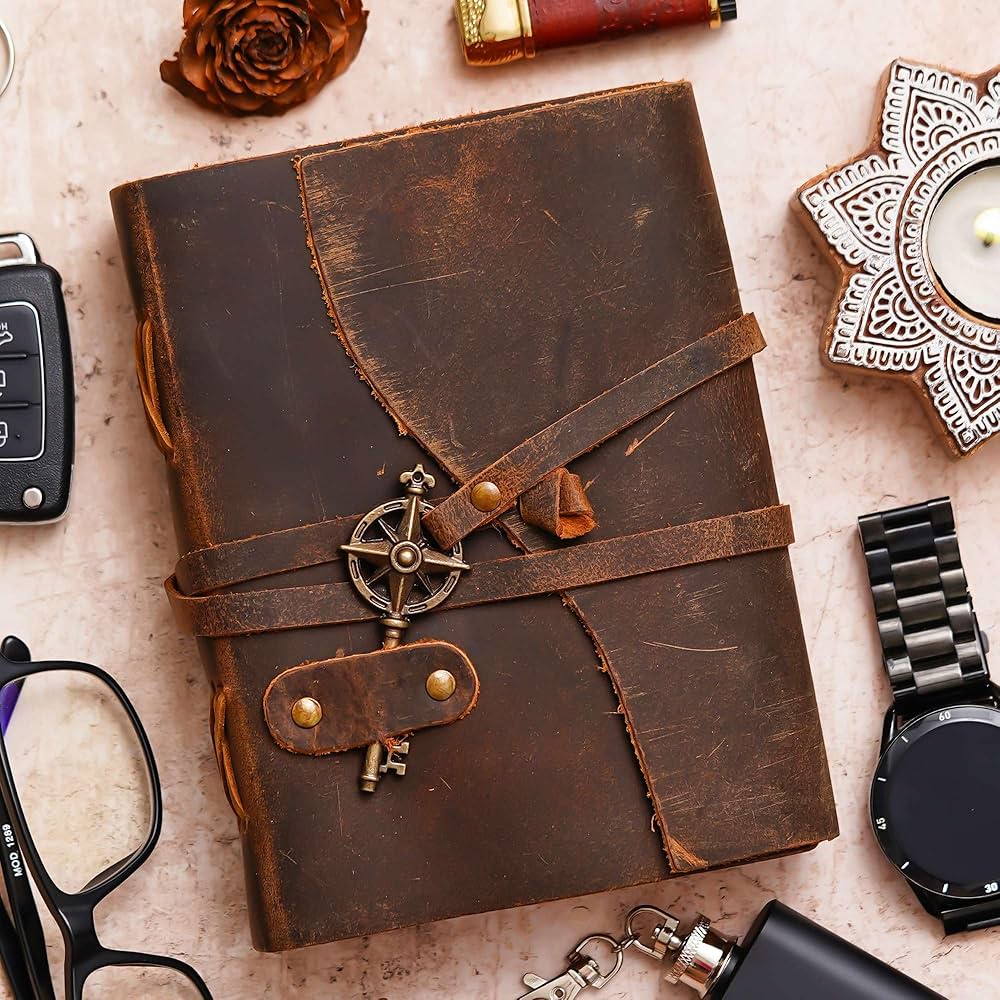 Vintage Key Buffalo Leather Journal with Deckle Paper – A Timeless Treasure