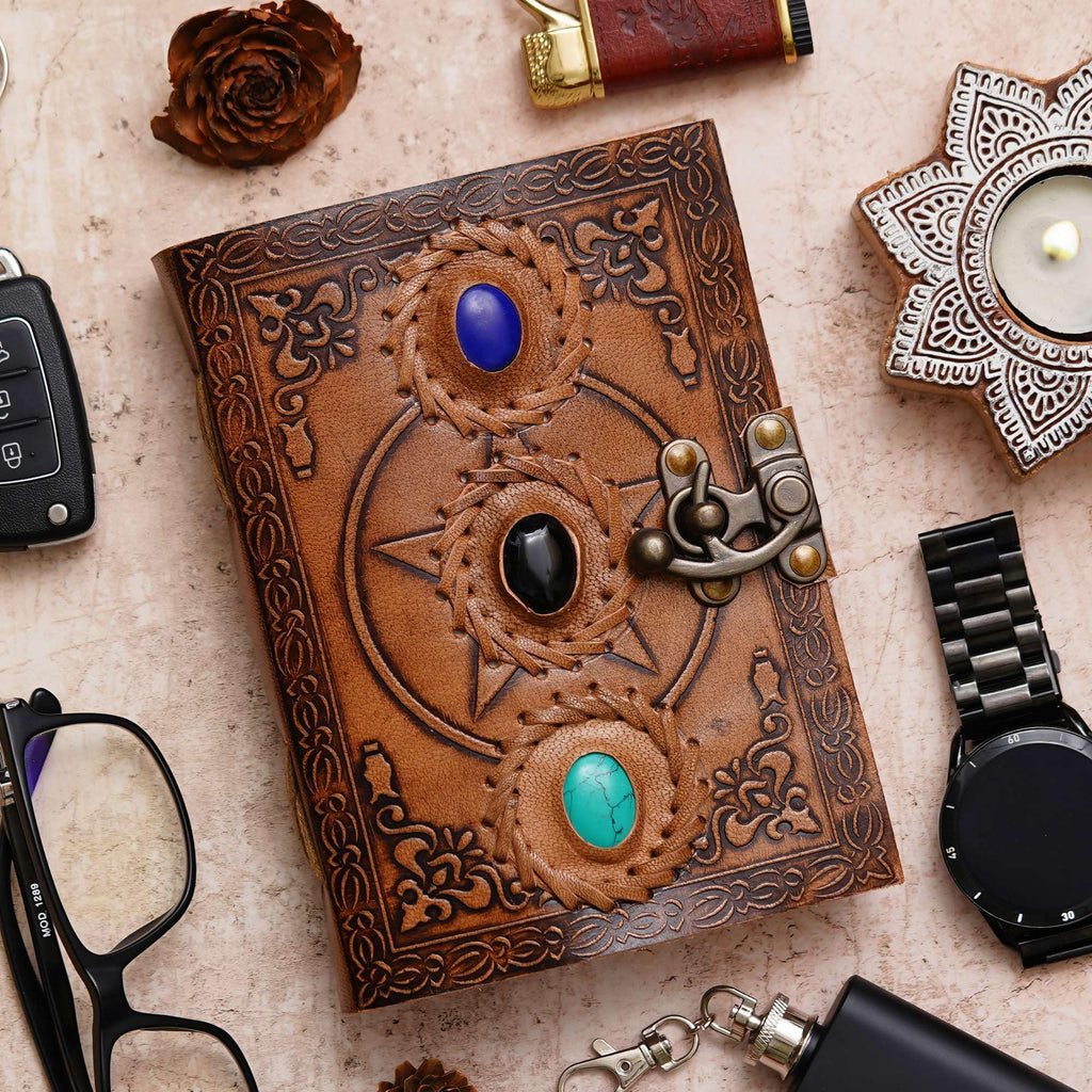 3 Stones & Star Leather Journal – A Touch of Elegance