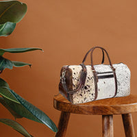 Cowhide & Leather Travel Bag, Hair On Leather Duffel Bag