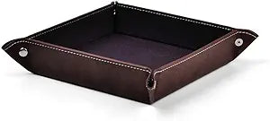 Leather Valet Tray for Men Jewelry Organizer, Desktop Storage