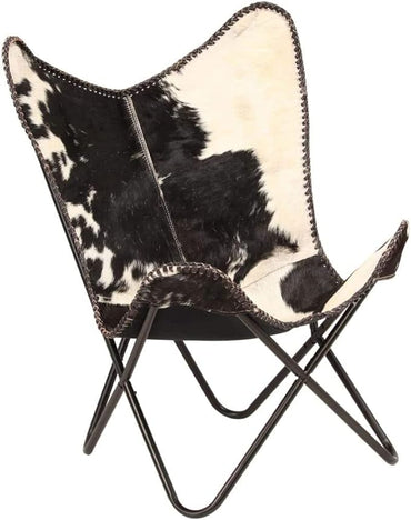 Home Décor Genuine Cowhide Leather Butterfly Arm Chair