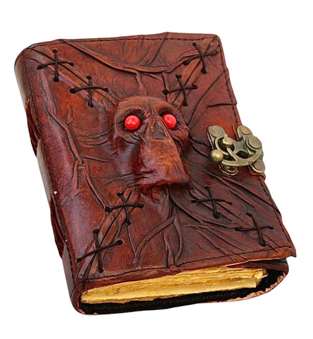 The Evil Skull Hocus Pocus Journal Made with Goat Leather And Handmade Deckle Edge Vintage Paper