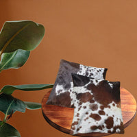 Set of 2 Tricolor Cowhide Pillow Covers Tricolor Cow Skin Cushion Covers