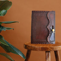 Leather Journal with lock Handmade Notepad Men & Women