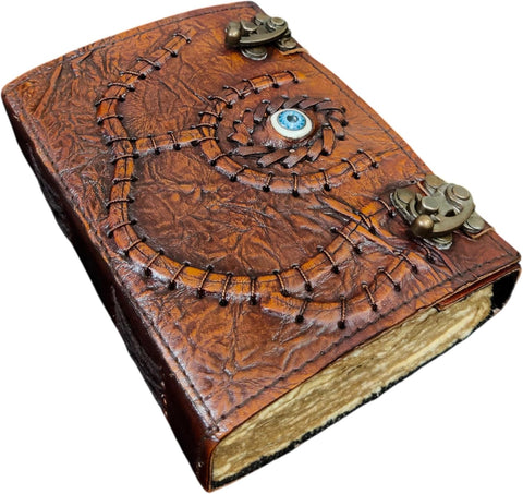 Halloween Decor Prop Hocus Pocus Journal Made with Goat Leather And Handmade Deckle Edge Vintage Paper