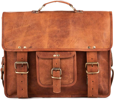 Vintage Leather Messenger Bag , Briefcase for Men and Women