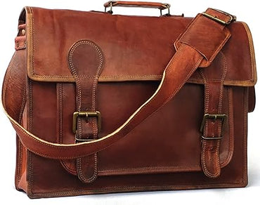 Vintage Handmade Leather Travel Messenger Office Crossbody Bag