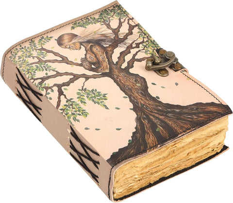 Tree of Mother Printed journal Made with Goat Leather And Handmade Deckle Edge Vintage Paper