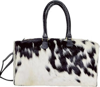 Cowhide Duflle Bag Real Hair on Leather Bag Multicolor Bag