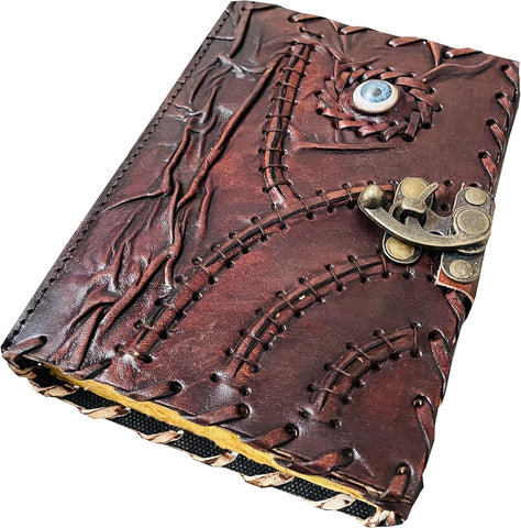 Hocus pocus book of spell prop vintage Made with Goat Leather And Handmade Deckle Edge Vintage Paper