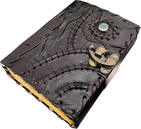 Hocus pocus book of spell prop vintage Made with Goat Leather And Handmade Deckle Edge Vintage Paper