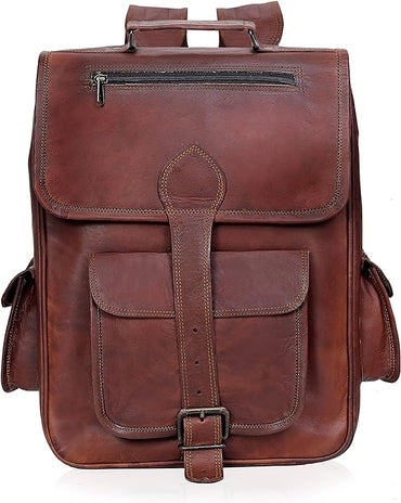 Vintage Full Grain 21 Inch Leather Laptop LARGE Backpack