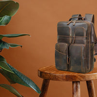 Full Grain Leather Backpack for Men and Women