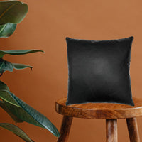 Black Authentic Leather Pillow Cover