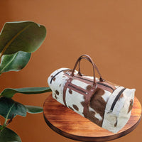 Weekender Bag Real Cowhide Leather Duffle Gym Bag