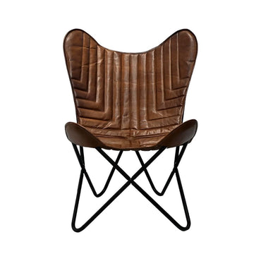 Leather Butterfly Chair-Handmade with Powder Coated  Chair