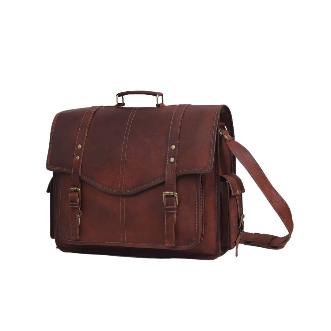 Leather Messenger Bag men women Laptop Bag