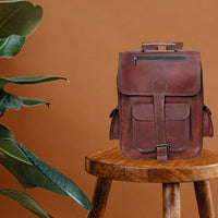 Vintage Full Grain 21 Inch Leather Laptop LARGE Backpack