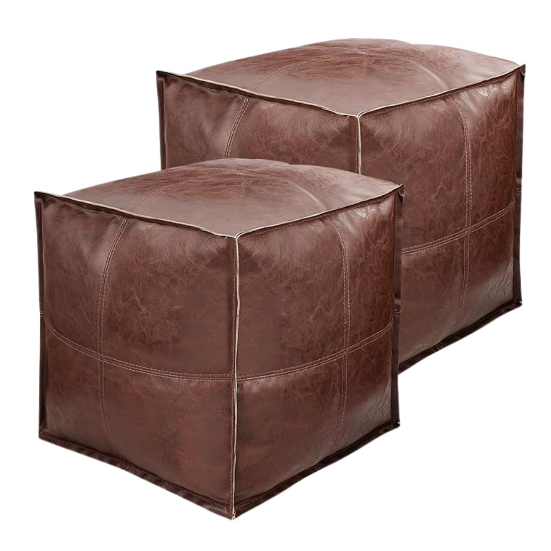 2 Pcs Square Pouf Ottoman Cover