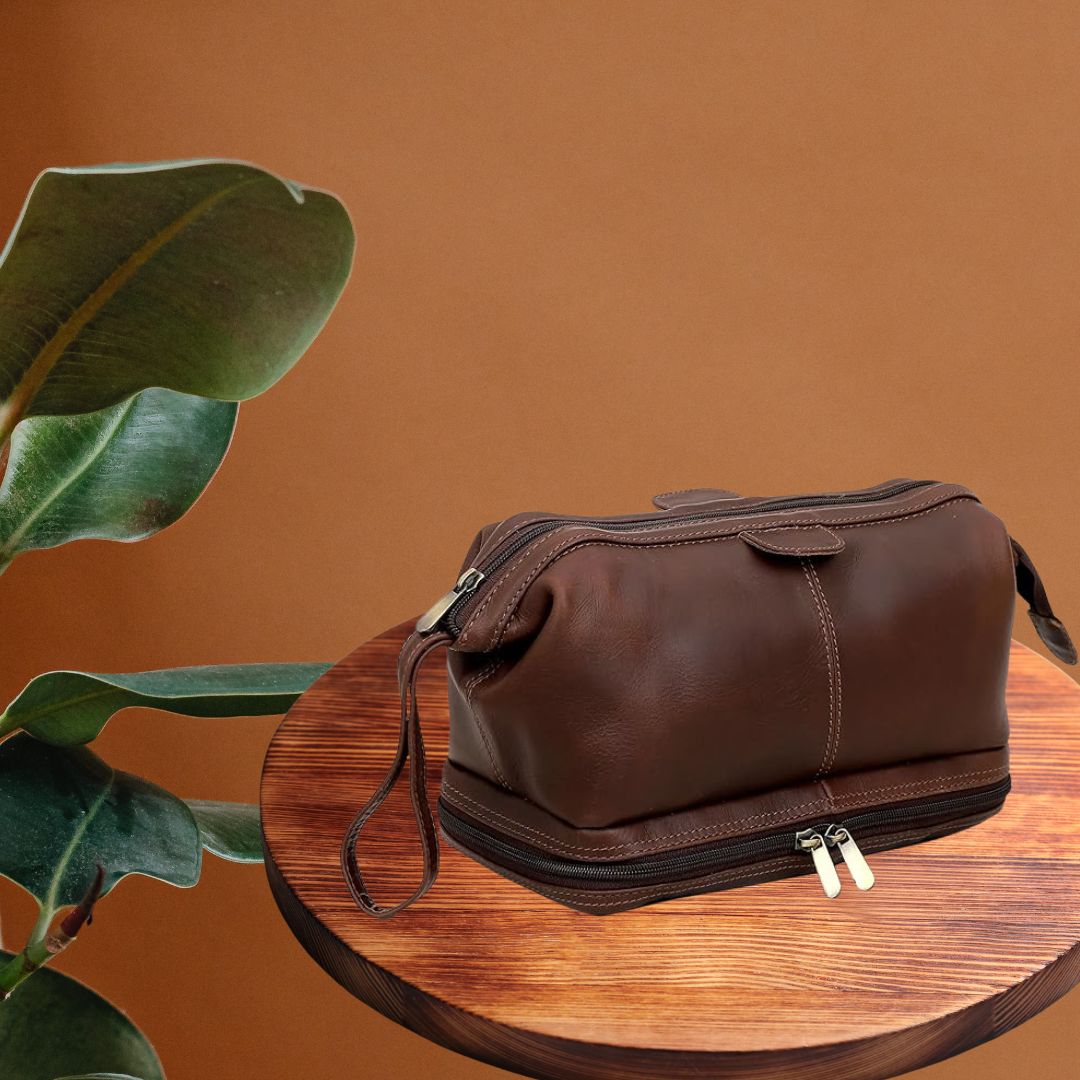 Genuine Buffalo Leather Unisex Toiletry Bag