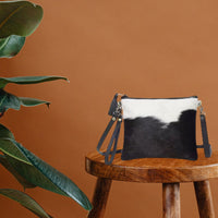 Natural Black and White Cowhide Purse