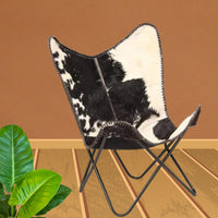 Home Décor Genuine Cowhide Leather Butterfly Arm Chair