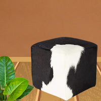 hair on pouf square Pouf Ottoman Cover